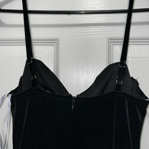 🖤 LULUS Alluring Affection Black Velvet Lace Cowl Neck Midi Dress; Size XS - Picture 12 of 14